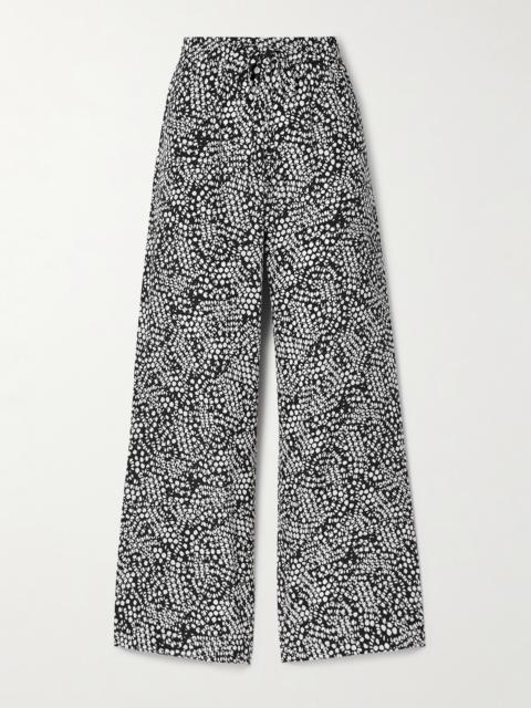 Polka-dot Silk Crepe De Chine Track Pants