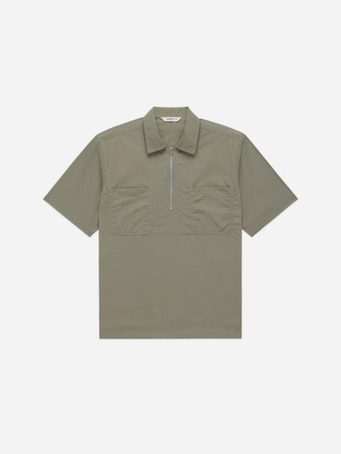 Short Sleeve Zip Shirt - Olive Nylon