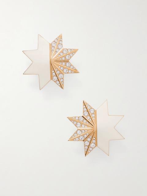 Pas Plus Gold-tone, Crystal And Enamel Clip Earrings