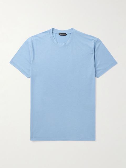 Lyocell and Cotton-Blend Jersey T-Shirt Blue