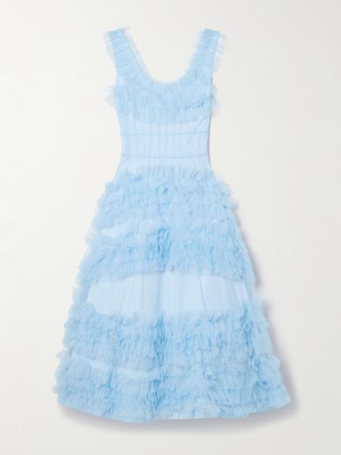 Mertyl Tiered Ruffled Tulle Midi Dress