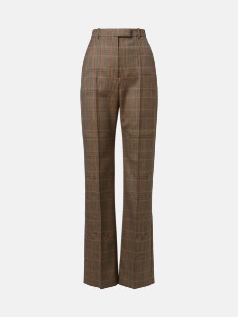 Country Check high-rise wool straight pants
