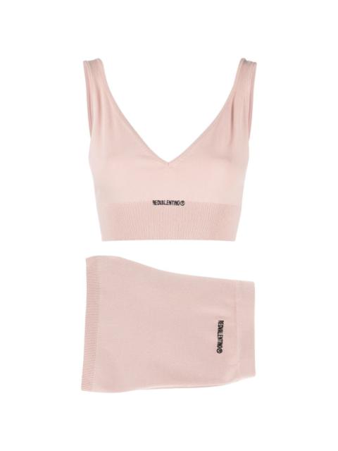 knitted crop top and shorts set