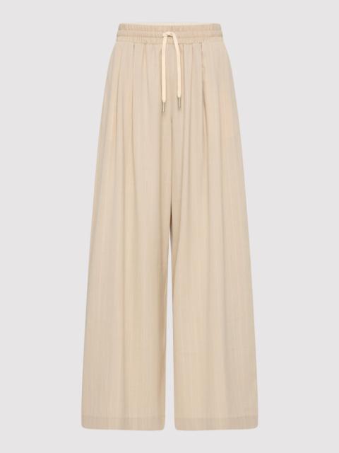 Pinstripe Wool Drawstring Pants - Latte