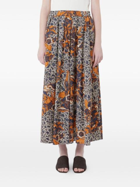 floral-print midi cotton skirt