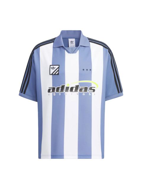 adidas Trefoil Logo Play Football Graphic Polo Shirt Asia Sizing 'Blue White' IW6308