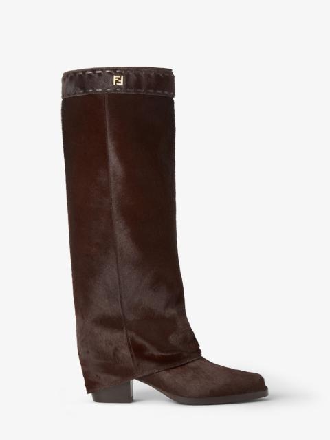 Minerva Brown cavallino calfskin high-heeled boots