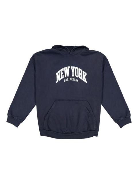 Balenciaga Cities New York Hoodie Wide Fit 'Navy White' 675003TLVM33967