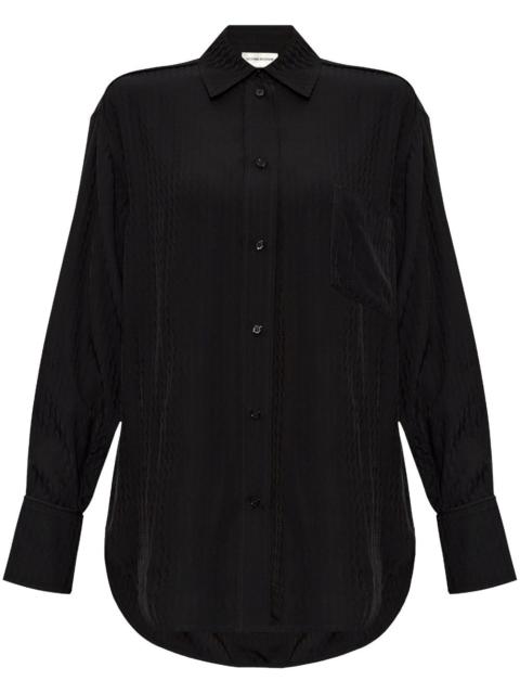 monogram-pattern button-down shirt