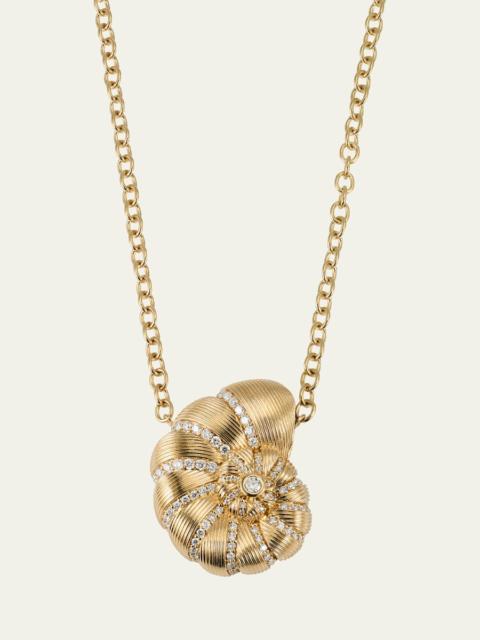 14K Fluted Nautilus Shell Necklace