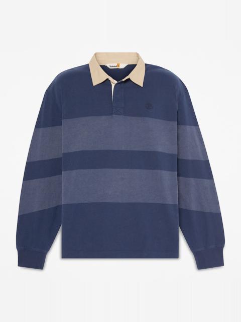 Striped Long-Sleeve Rugby Polo Shirt