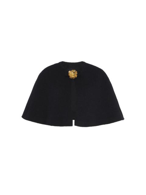 Cape-Detailed Cotton-Wool Tweed Jacket black