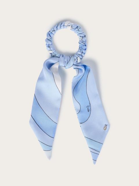 SILK HAIR TIE WITH FOULARD DETAIL