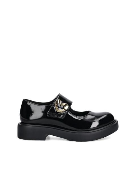 heart-buckle patent leather loafers
