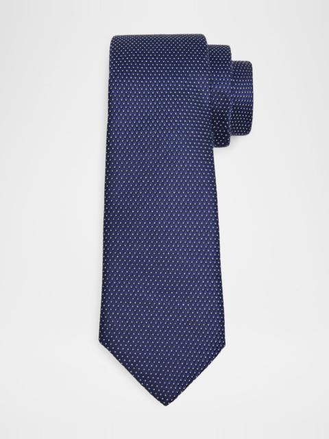 Men's Pin-Dot Silk and Viscose Tie