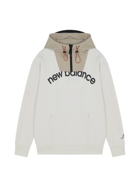 New Balance Logo Print Classic Hoodie 'White Beige' AMT13394-IV