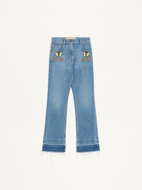 EMBROIDERED DENIM TROUSERS