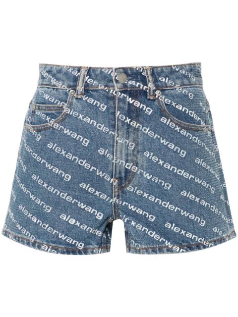 rhinestoned denim shorts