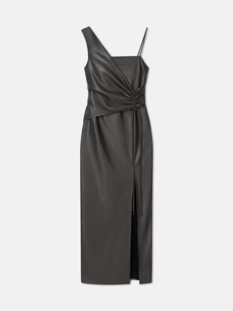 Asymmetric Okobor™ Alt-Leather Midi Dress