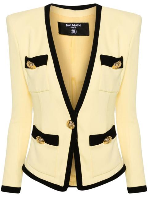 collarless crepe blazer