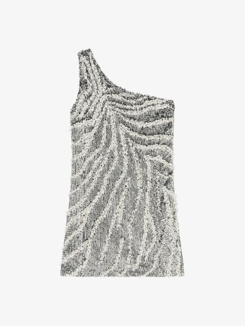 ASYMMETRICAL DRESS WITH SEQUIN AND PEARL EMBROIDERY