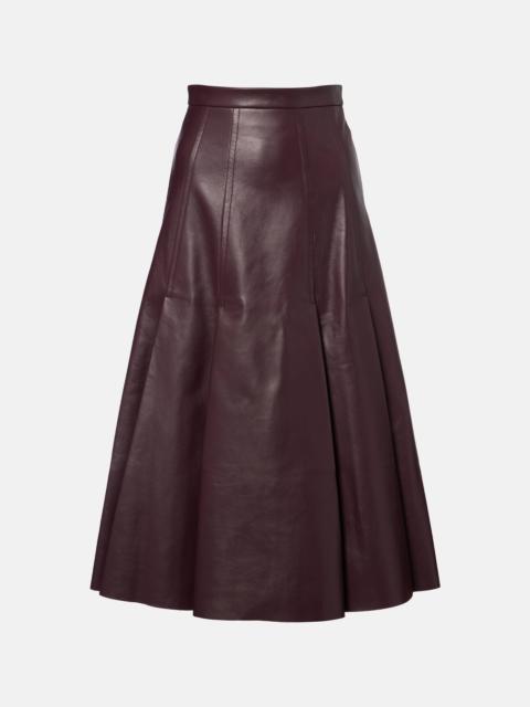 Kensie high-rise leather midi skirt