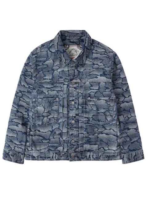 Allover Ishigaki Camouflage Jacquard Regular Fit Denim Jacket