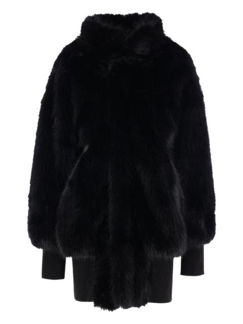 faux-fur leather coat