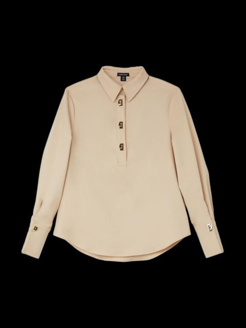 Techno Cotton Woven Shirt With Gold Clasp
