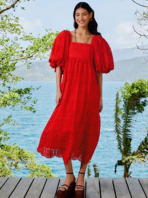 Red Pineapple Eyelet Maxi Dress