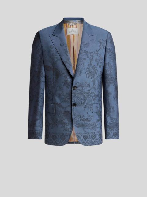 SINGLE-BREASTED WOOL JACQUARD JACKET WITH FLORA AND FAUNA MOTIF