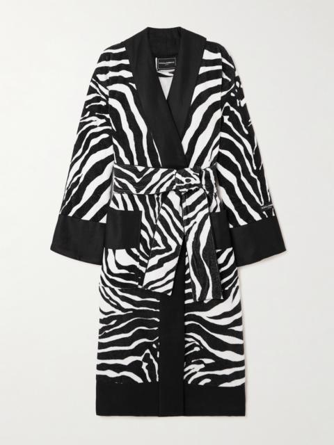 Belted Zebra-print Cotton-terry Robe