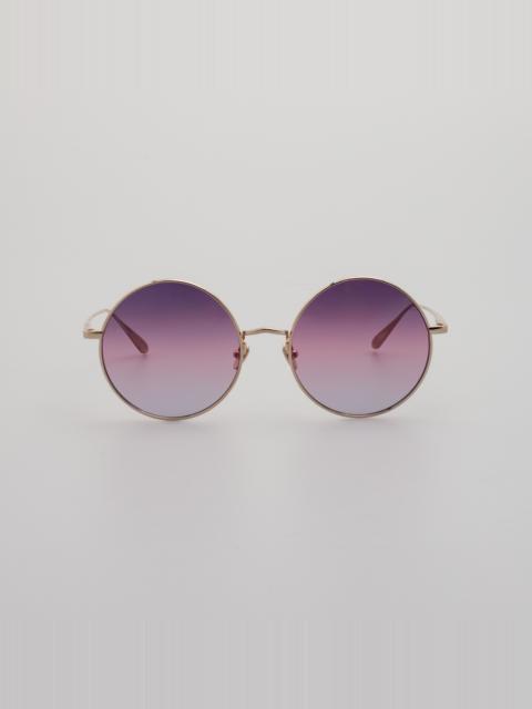 Bea Round Sunglasses in Light Gold and Purple