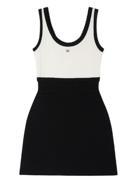 ruffled two-tone knit mini dress