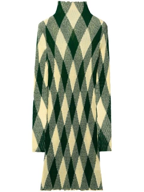 argyle ribbed-knit dress