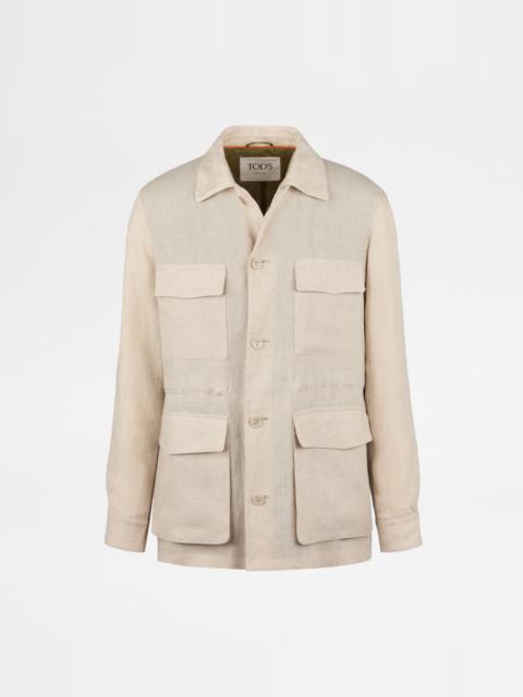 FIELD JACKET IN LINEN - BEIGE