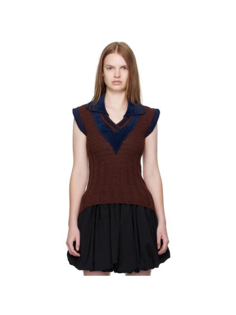 Navy & Brown Quimby Sleeveless Polo