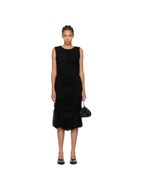 Black Ruched Midi Dress
