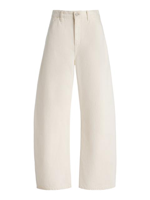 Tribeca Stretch Mid-Rise Barrel-Leg Jeans ivory