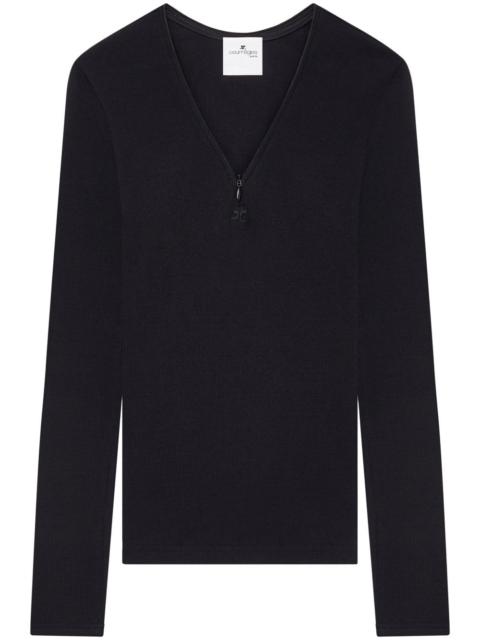 90's zip-neck T-shirt