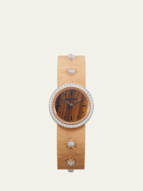 Macri 18K Pink Gold Diamond and Tiger's Eye Watch
