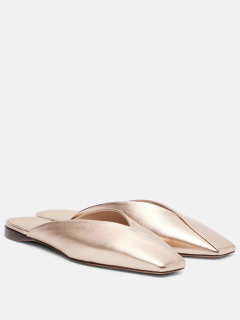 Metallic leather mules