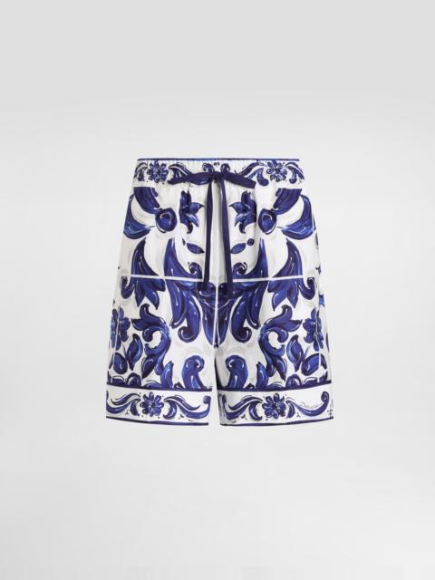 Majolica-print poplin shorts