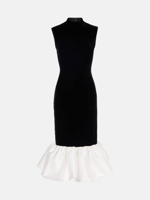 Velvet and satin midi dress