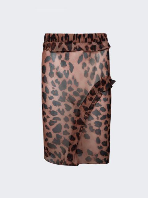 Concave Bias Layered Skirt Leopard Print