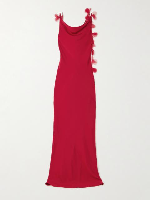 Nymeria Open-back Organza-trimmed Silk-blend Satin Maxi Dress