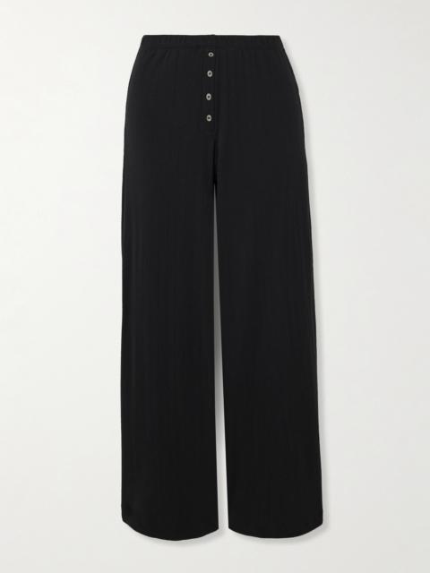 Boxer Pointelle-knit Cotton Wide-leg Pants