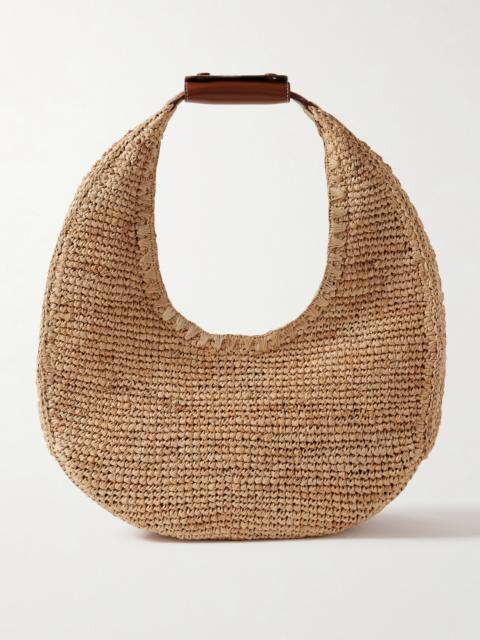 Moon Large Leather-trimmed Raffia Tote
