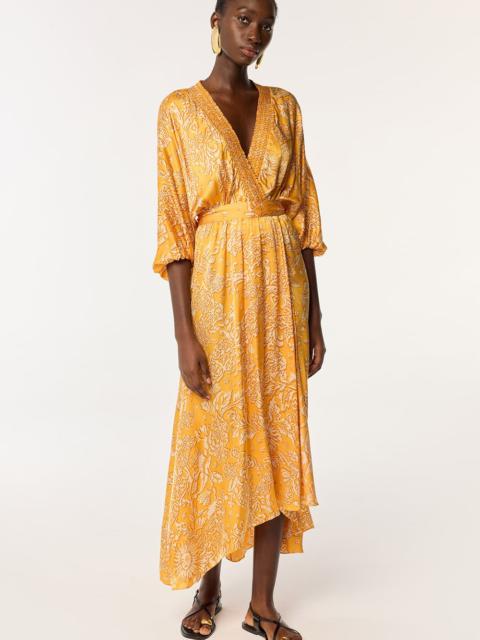 Long Dress Celie - Yellow Oriental Foulard