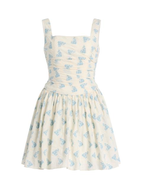 Daphne Ruched Cotton Mini Dress ivory